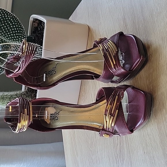 Carlos Santana TRANCE Burgundy heels - Picture 2 of 10